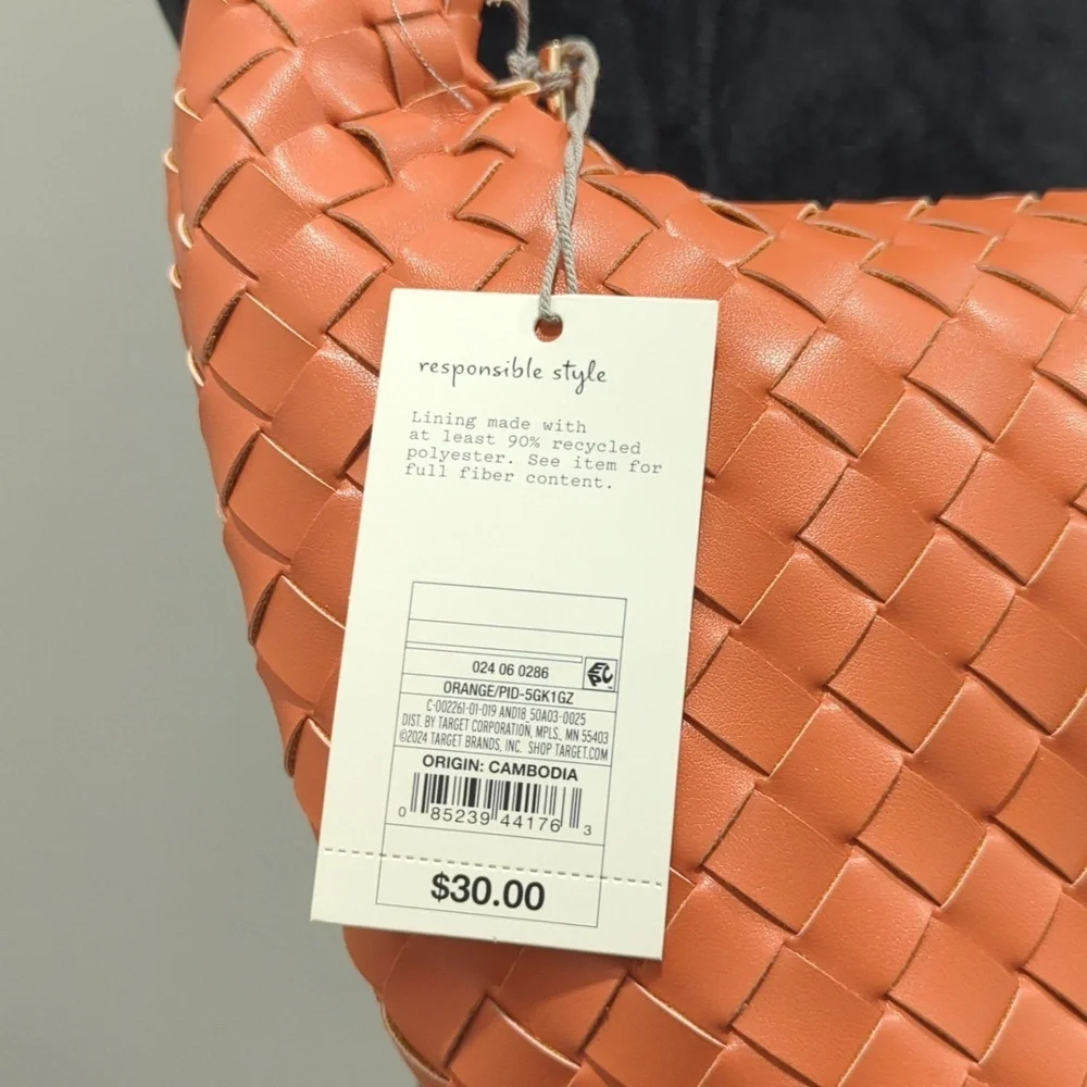 a new day Woven Hobo Shoulder Bag in Coral Orange - Picture 3 of 10